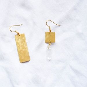 Handmade quartz mismatched earrings